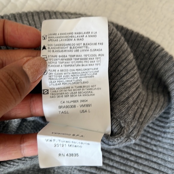 RED Valentino Wool-Cashmere Blend Gray Ruffle Sweater Tunic - Picture 4 of 9